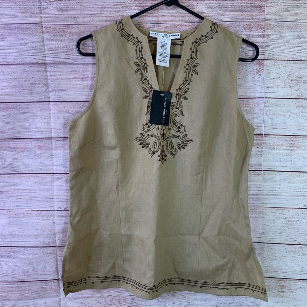 NWT Josephine‎ Chaus Embroidered Sport Top SZ10
